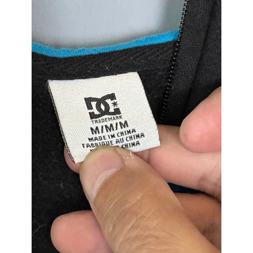 DC Shoes Trademark Black Blue Zip Up Hoodie Size M - Picture 4 of 5